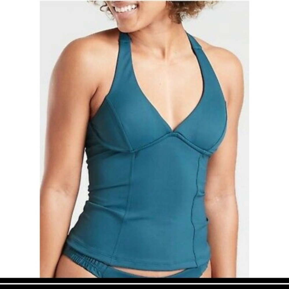 Athleta Sculpted Halter Tankini Teal 32D/DDT Small
